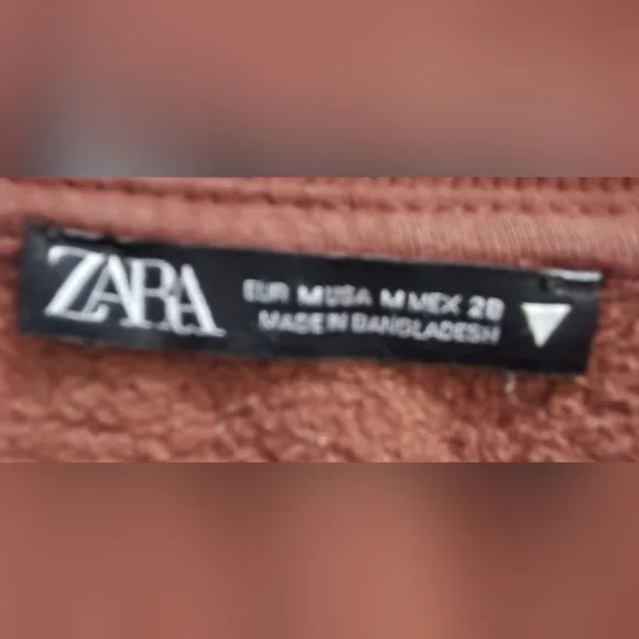 Zara Brown Cropped Sweatshirt Size Medium - Picture 2 of 3